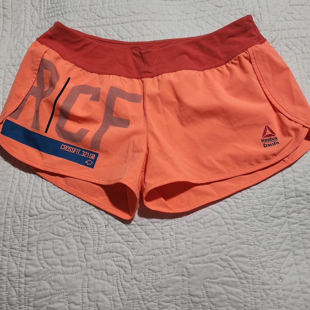 Reebok CrossFit RCF Chase Bootie Shorts Orange Red Womens Size M AI9789 Gym WOD